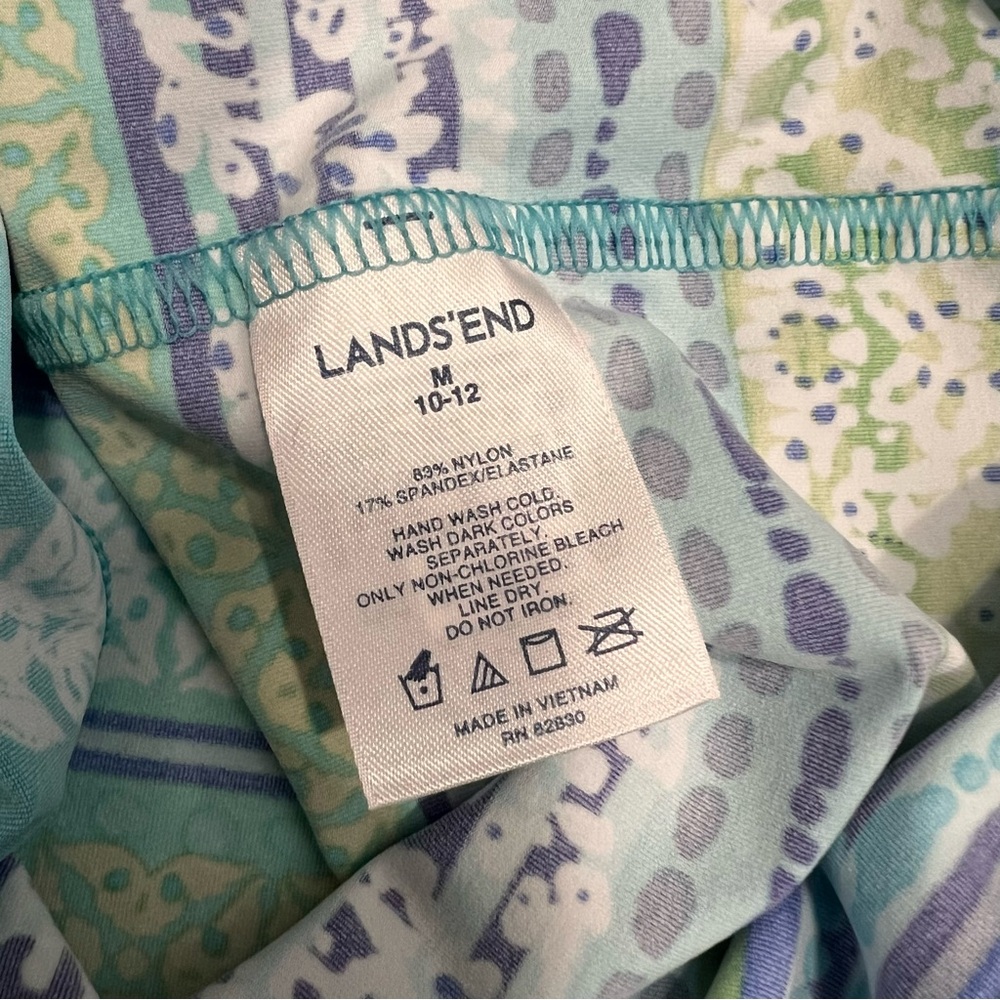 Lands End Colorful Nylon Blend T Shirt Dress Size Medium Swim Vacation Beach - Picture 10 of 11